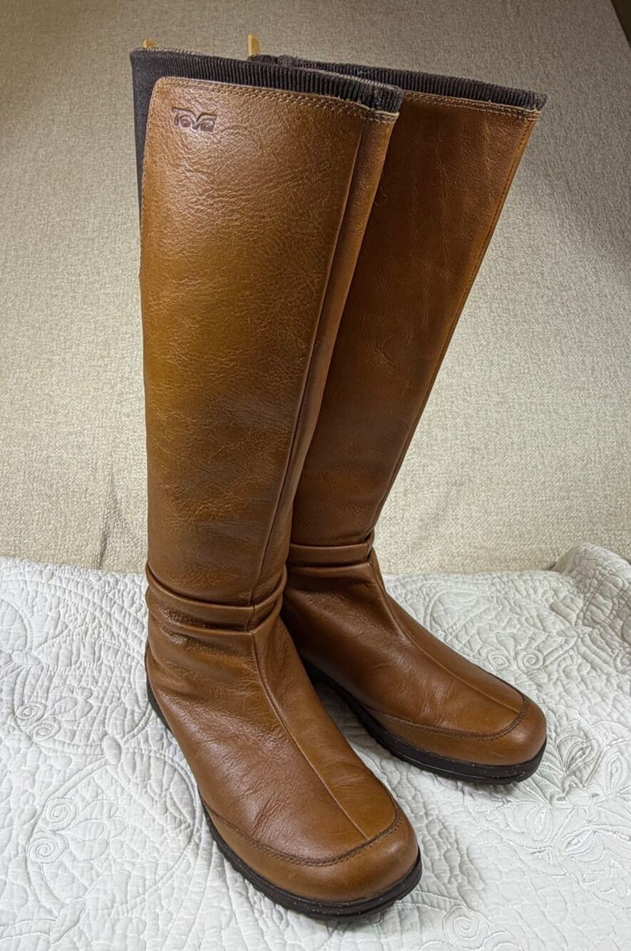 Teva Women's 8 Tan Afton Tall Leather Riding Outdoor Boots Equestrian Style